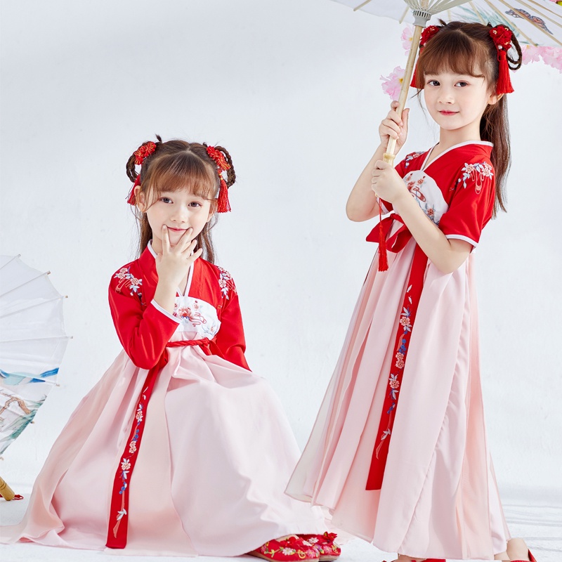 Bộ Hán Phục Cách Tân Thêu Họa Tiết Phong Cách Trung Hoa Cổ Điển Thời Trang Thu Đông Cho Bé Gái