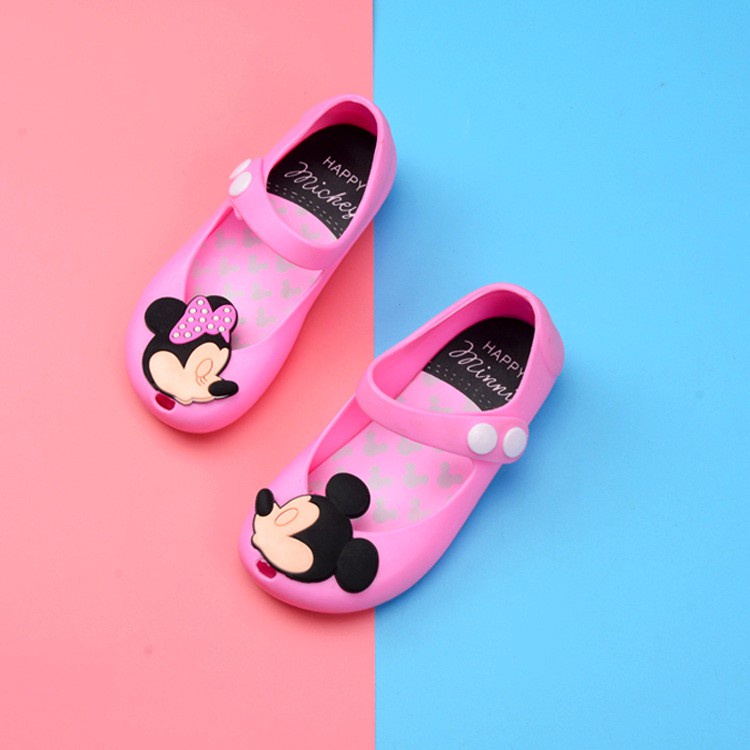 MINI MELISSA Xăng đan Nhựa Mềm Đính Nơ Hình Chuột Mickey Mini Cho Bé Gái