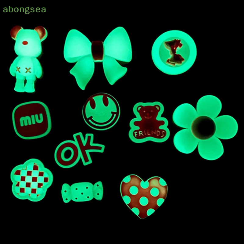 Set 5 Miếng Dán PVC Mềm Màu Hồng Dạ Quang Họa Tiết Hoạt Hình Dùng Trang Trí Ốp Điện Thoại DIY