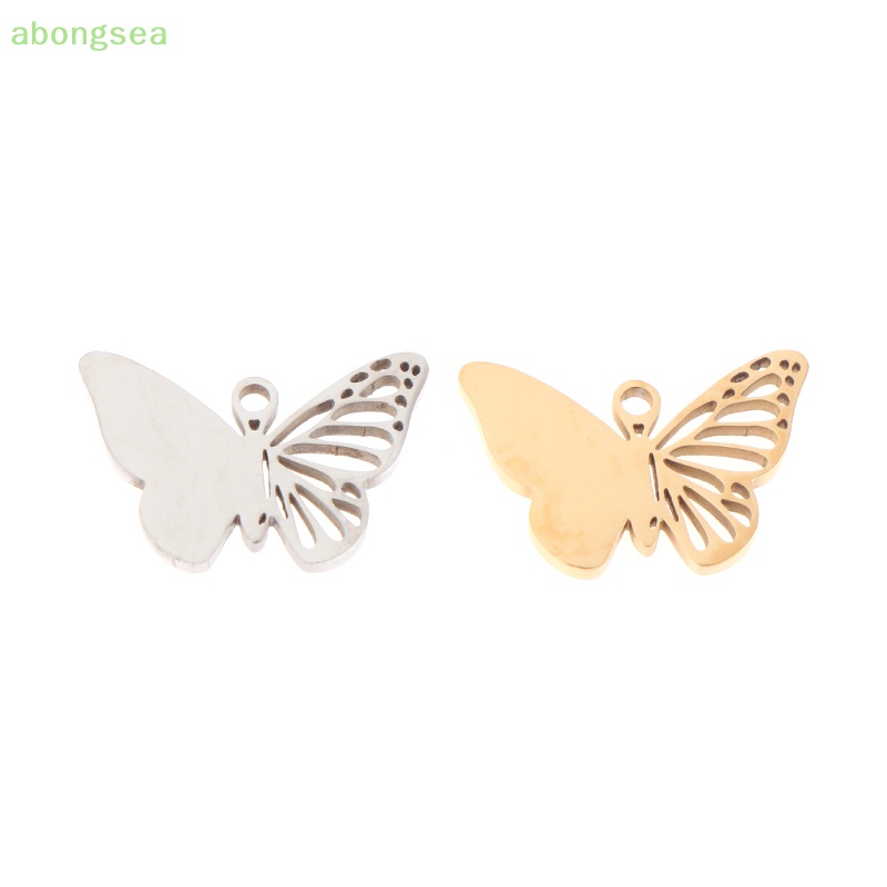 Abongsea Mặt Dây Chuyền Hình Bướm Rỗng Bằng Thép Không Gỉ Tráng Gương Đơn Giản Quyến Rũ