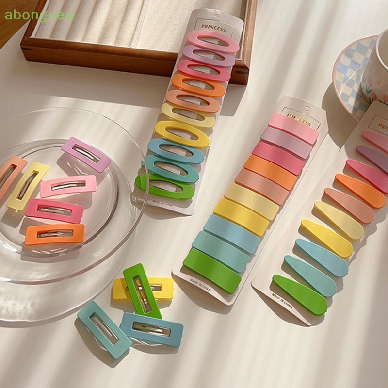 Set 10 Kẹp Tóc Hình Chữ Nhật / Vuông / Oval Màu Đen Xinh Xắn Cho Bé Gái