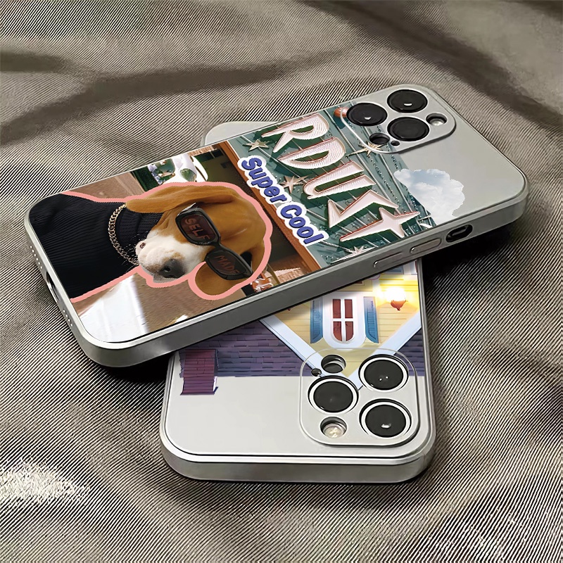 Ốp Điện Thoại TPU Silicone Mềm Mạ Điện Chống Sốc In Hình Chó Mèo Cho IPhone 14 13 11 12 Pro Max XS XR X 8 + 7 6S Plus
