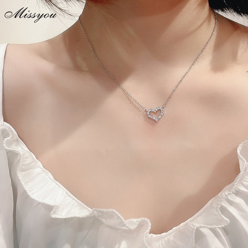 Vòng cổ DODDER mặt trái tim rỗng đính đá pha lê thời trang cho nữ