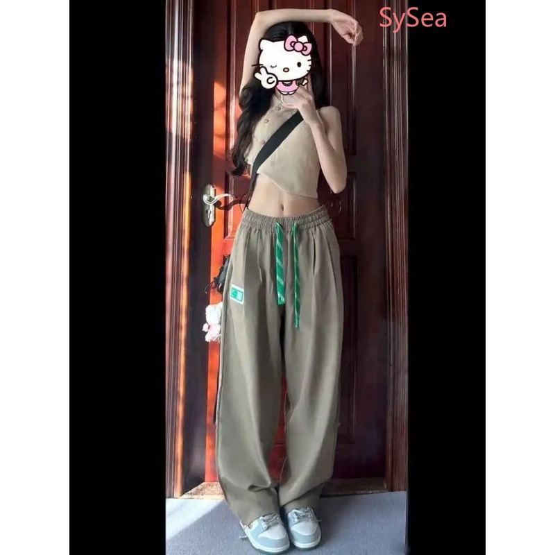 Quần Dài Dáng Rộng Kiểu Retro Mỹ Thiết Kế Năng Động Cho Nữ