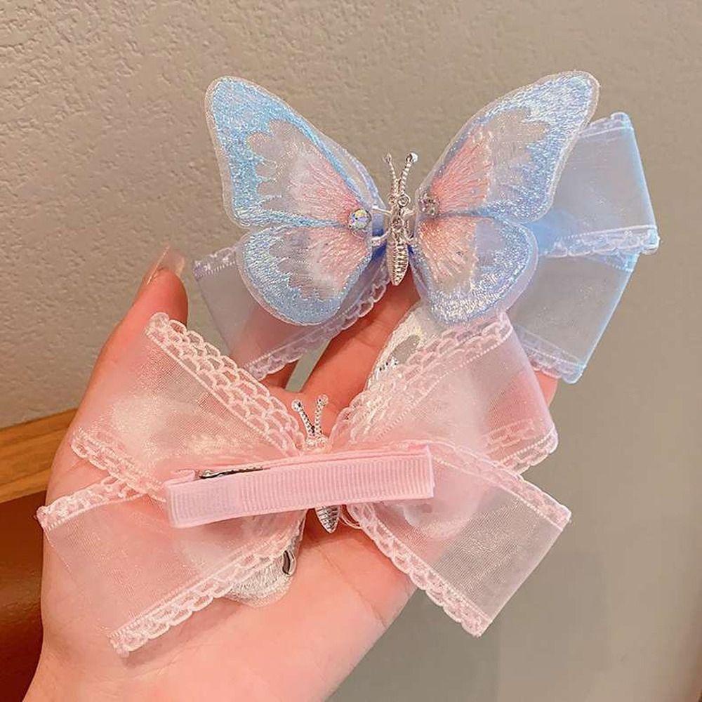 Kẹp Tóc Mái Bằng Nhựa Phối Ren Dễ Thương Thời Trang Cho Bé Gái