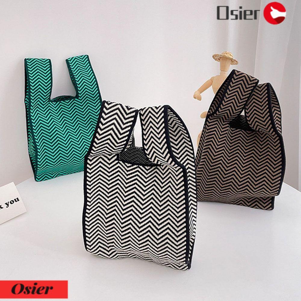 1 Túi Đeo Vai Mini Kiểu Đan Len Họa Tiết Kẻ Sọc Thời Trang Cho Nữ