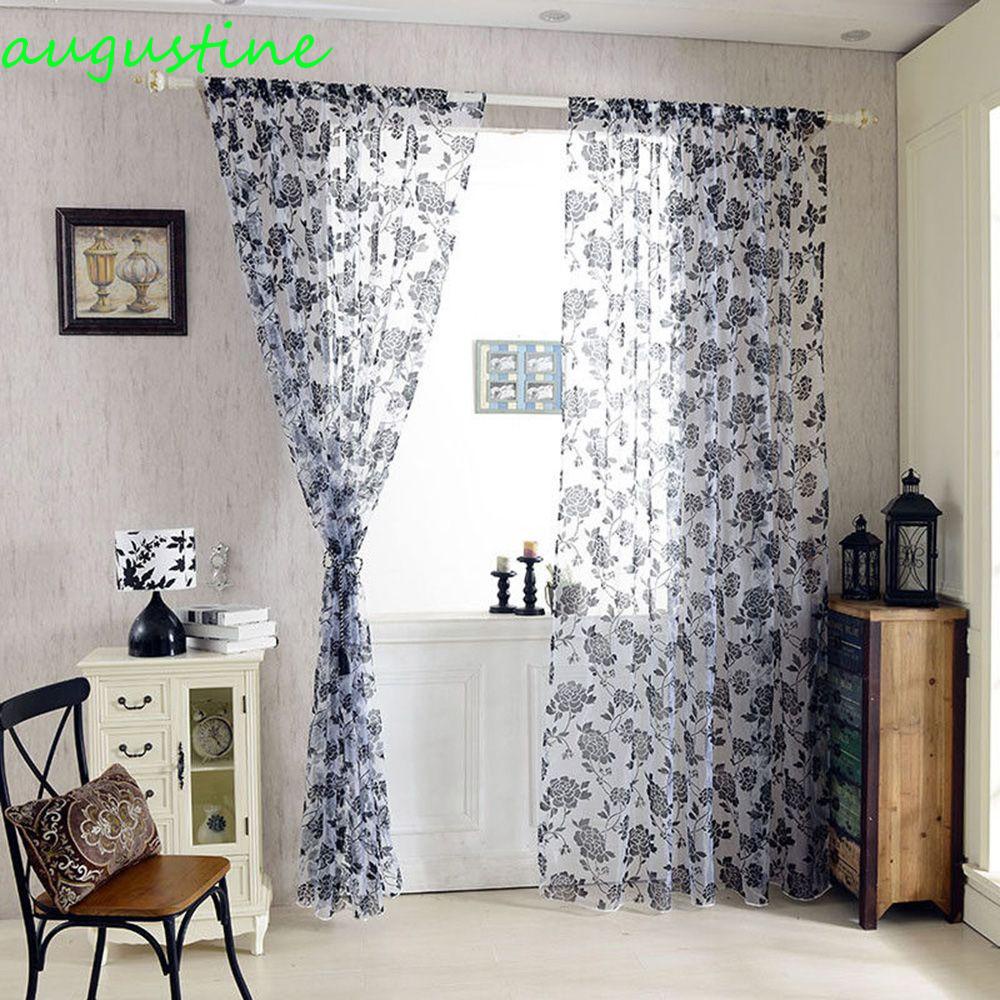 Rèm Cửa Bằng Vải Voan Trong Suốt Họa Tiết Hoa Thời Trang Bắt Mắt