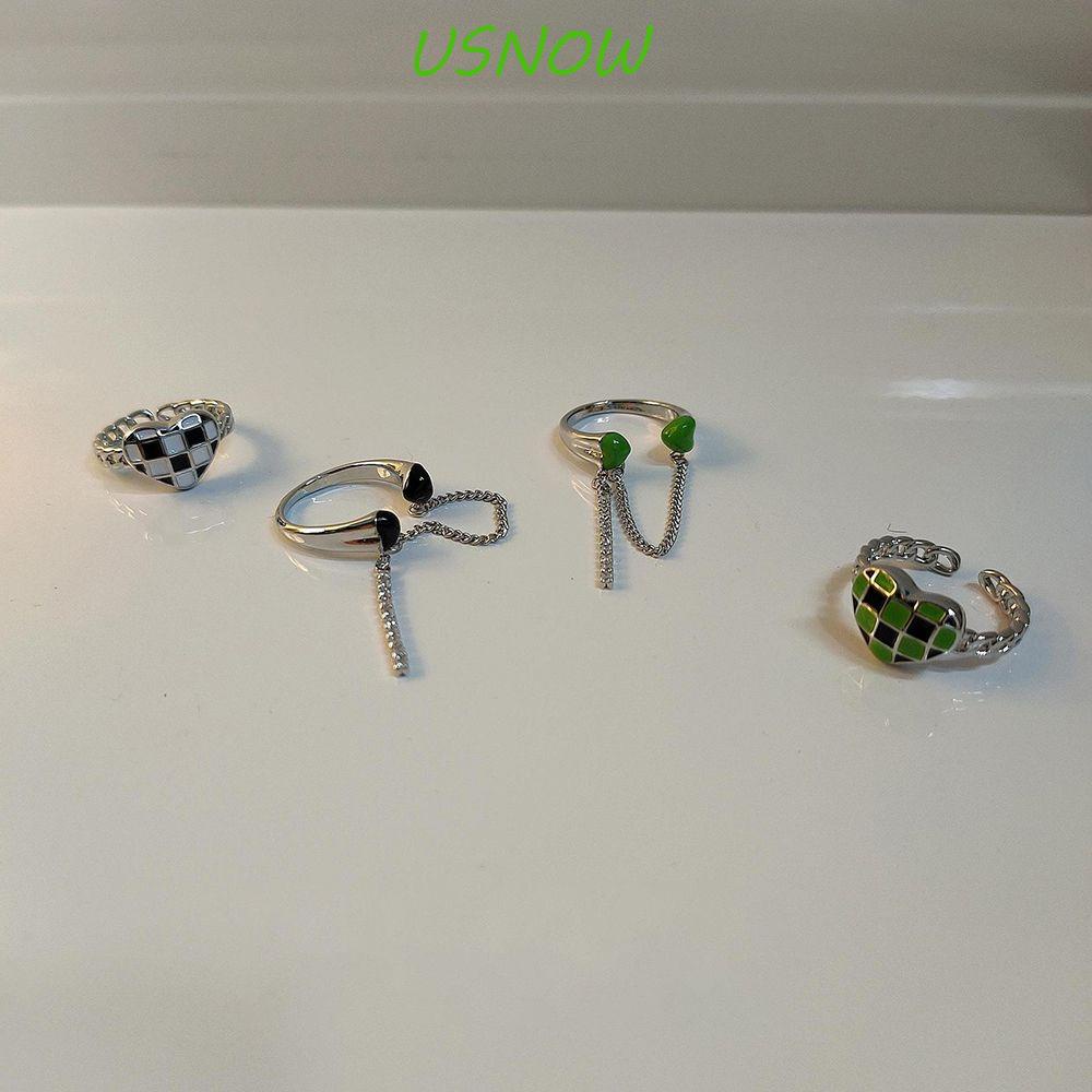 Nhẫn Hở Phối Dây Xích Bằng Đồng Hình Trái Tim Sáng Tạo Cho Nữ