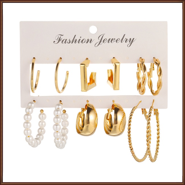 Bộ Khuyên Tai Hình Vuông Bằng Kim Loại Sang Trọng Cho Nữ