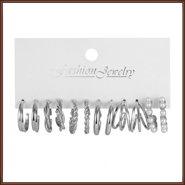 Bộ Khuyên Tai Hình Vuông Bằng Kim Loại Đính Ngọc Trai Cổ Điển Cho Nữ