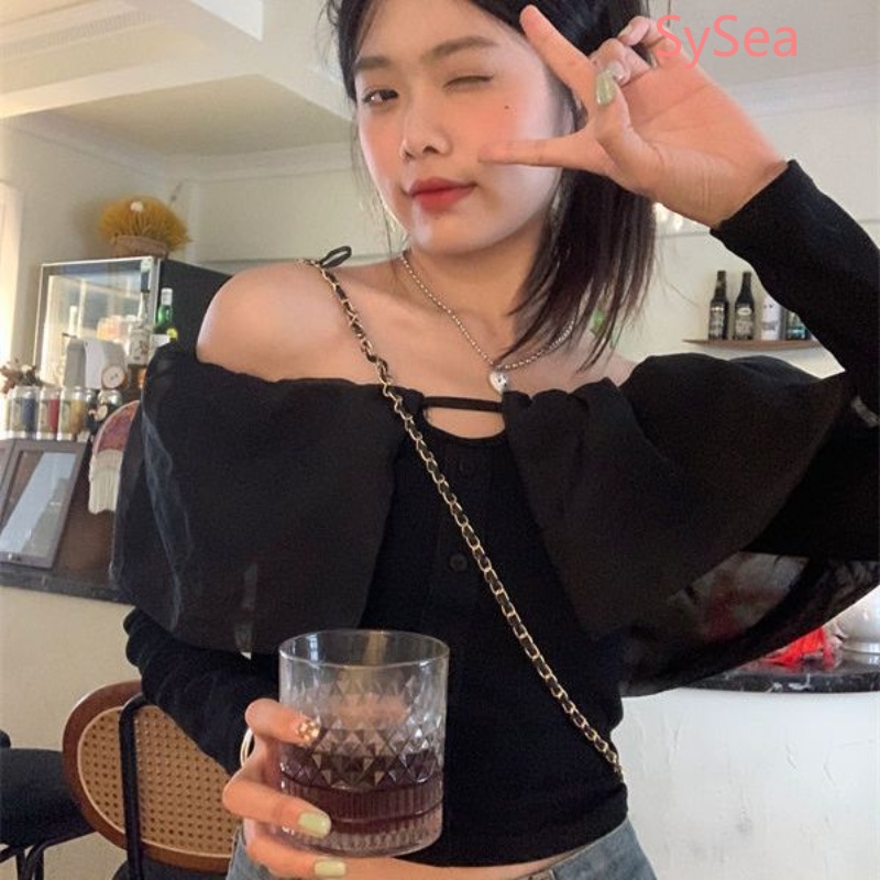 Áo Kiểu Tay Dài Trễ Vai Phong Cách Retro Cho Nữ