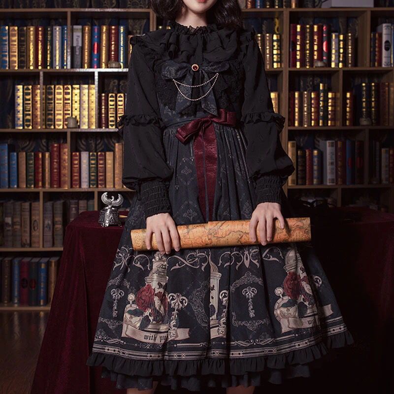 Đầm Hai Dây Màu Tối Phong Cách lolita Gothic Đầy Đủ Hàng Có Sẵn