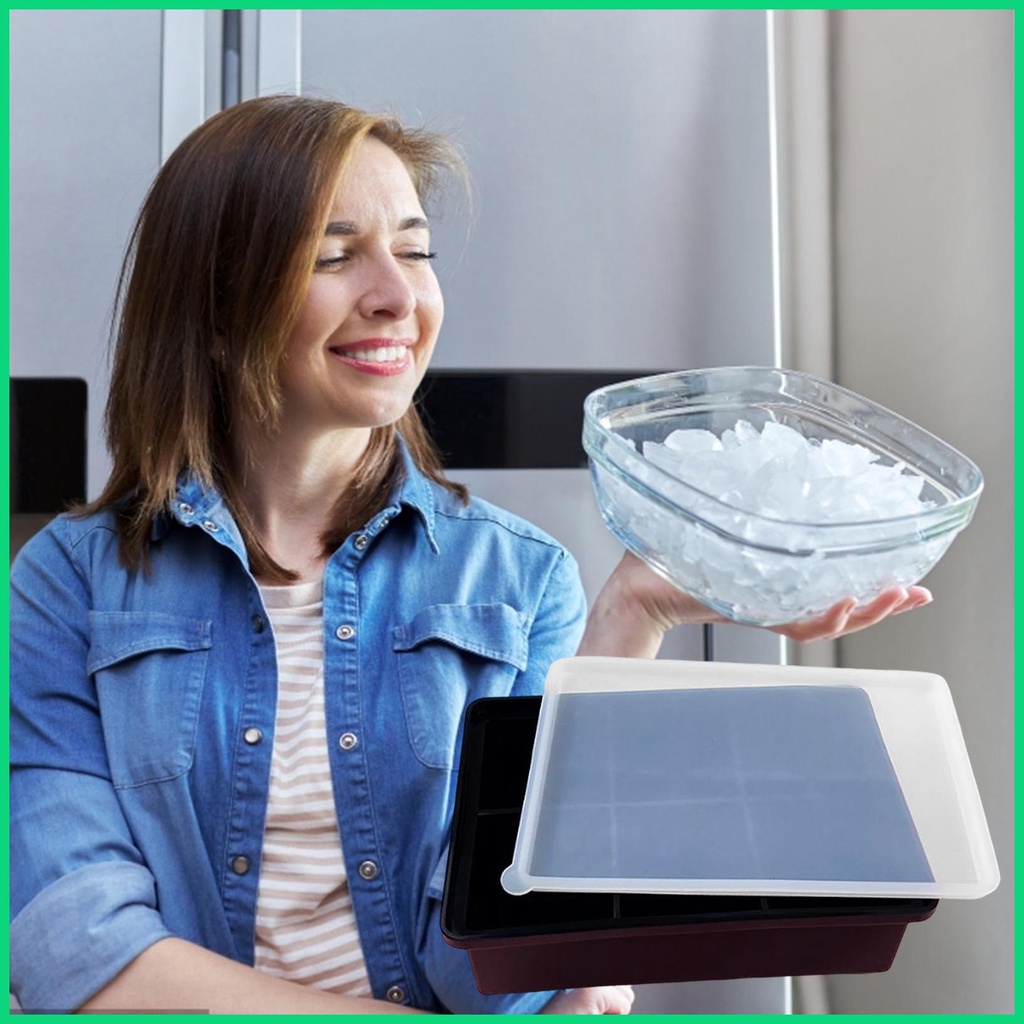 Khay Silicone Làm Đá Viên Có Nắp Đậy Thoải Mái
