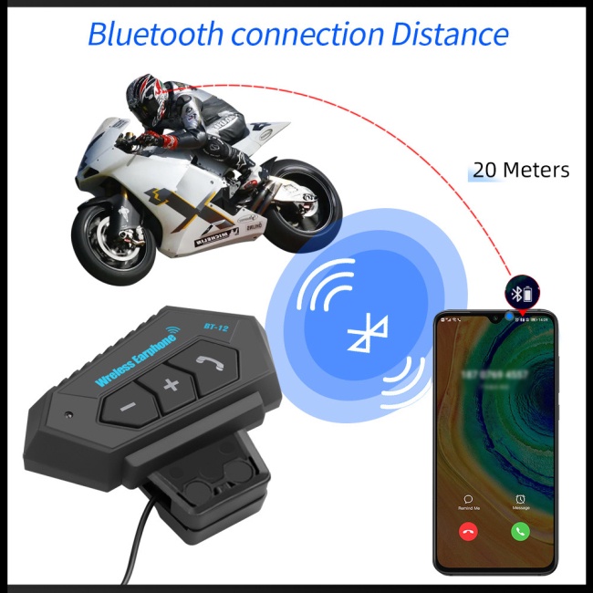 Tai Nghe Bluetooth Zevaret Bt12 Gắn Mũ Bảo Hiểm Kèm Phụ Kiện
