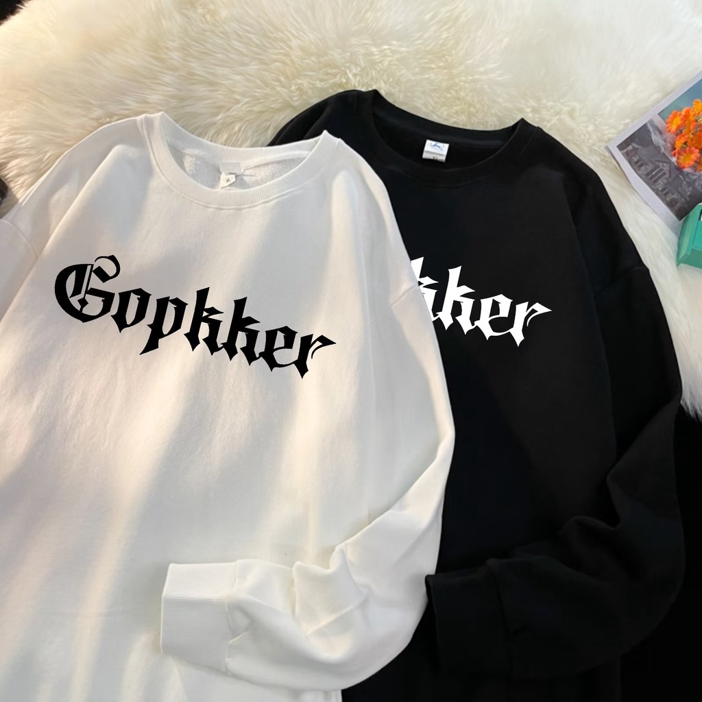 Áo Nỉ Dài Tay Cổ Tròn In Chữ Thập Phong Cách Hip hop Đường Phố Mới Cho Nam