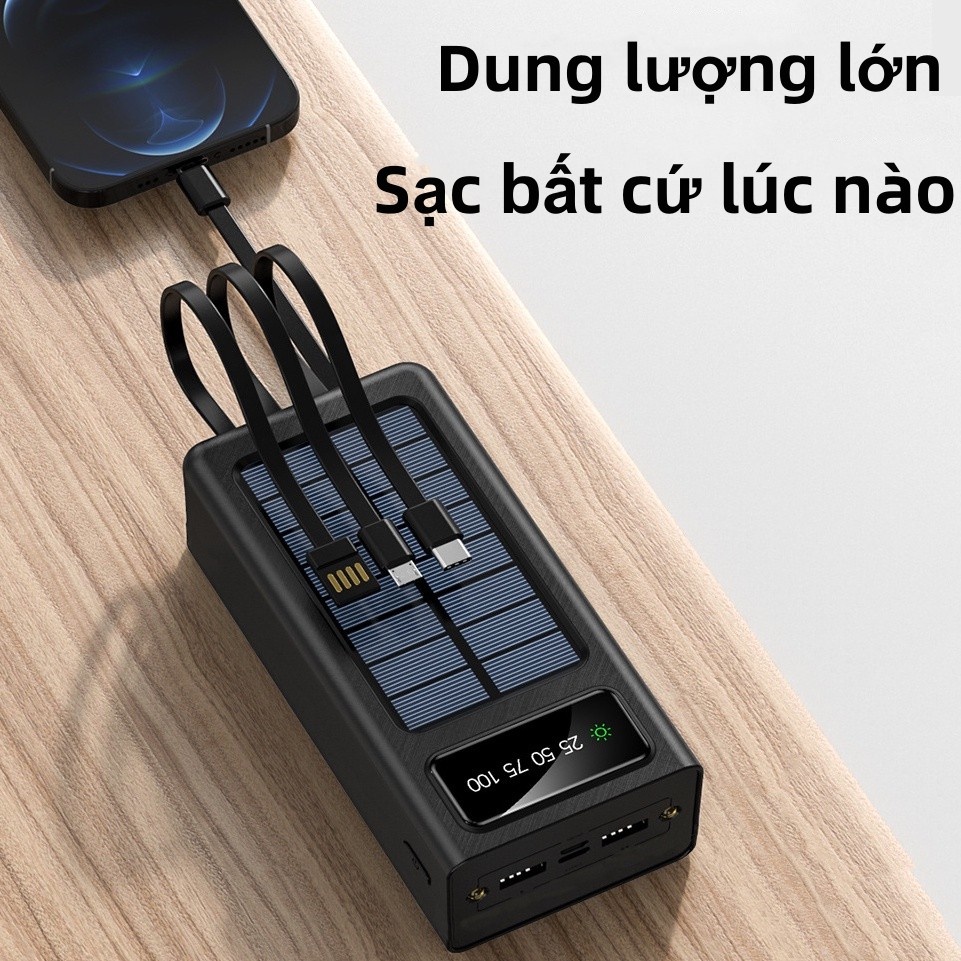 Ngân hàng năng lượng mặt trời 150000mAh tích hợp pin ngoài 4 dây đầu ra USB kép ngân hàng điện dự phòng ngoài trời ngân