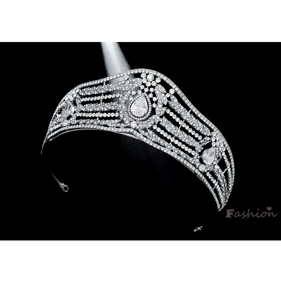 Vương Miện Đính Đá Zircon Toàn Diện Cho Cô Dâu