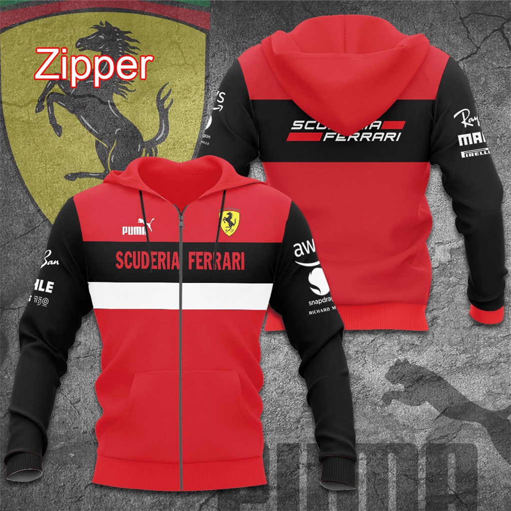 Áo Khoác Có Nón Và Khóa Kéo Thời Trang Mới 2022 Công Thức One Scuderia Ferrari Racing Team