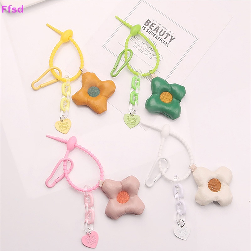 {Ffsd} Móc Khóa Trang Trí Túi Xách / Móc Khóa Hình Hoa / Trái Tim Bằng Da Đáng Yêu Sáng Tạo