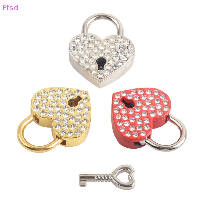 {Ffsd} Ổ Khóa Trái Tim Mini Thời Trang Kèm Chìa Khóa Hộp Trang Sức / Hành Lý Trang Trí * Bán Chạy