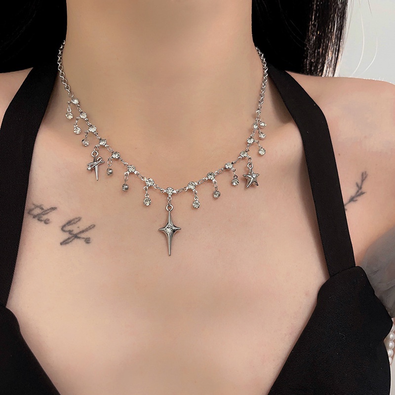 Vòng cổ Mặt Chữ Thập Đính Đá Zircon Thời Trang Hàn Quốc Cho Nữ