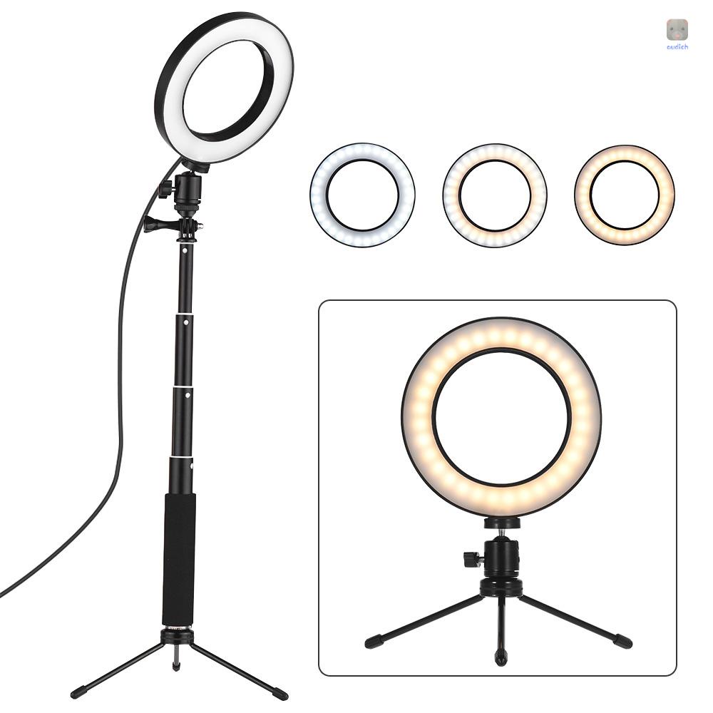 Vòng Đèn LED Mini 6 Inch 3 Chế Độ Điều Chỉnh Được Kèm Giá Đỡ Ba Chân Mini Cho Trang Điểm / Phát Sóng Tự Sướng