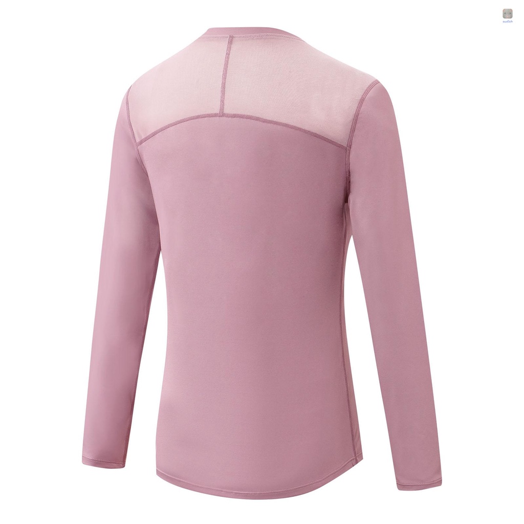 Áo Thun Thể Thao Tay Dài Phối Lưới Khô Thoáng Nhanh Thời Trang Cho Nữ