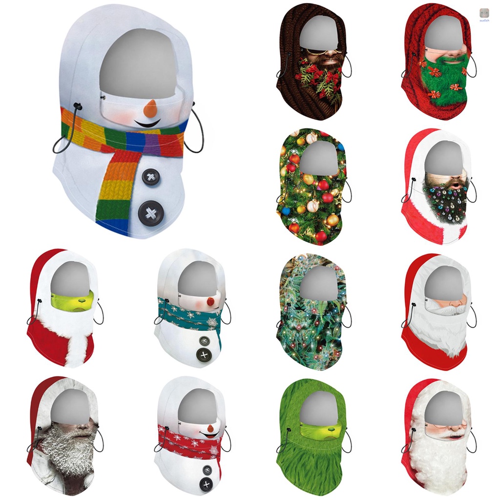 Khẩu Trang Giữ Ấm In Họa Tiết Giáng Sinh Bằng Lông Cừu Có Thể Điều Chỉnh Cho Người Lớn Và Trẻ Em