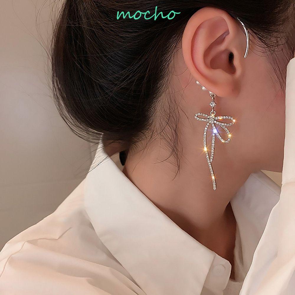 Bông Tai Dạng Kẹp Không Xỏ Lỗ Hình Nơ Lấp Lánh Thời Trang|Khuyên Tai Nữ Trang Tạo Hình Độc Đáo