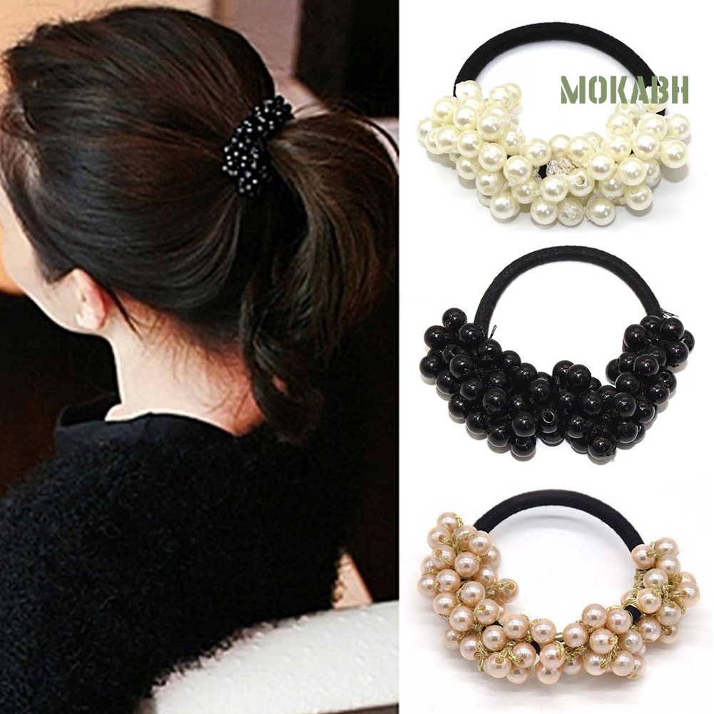 Dây Cột Tóc Co Giãn Đính Ngọc Trai Giả Ngọt Ngào Cho Nữ