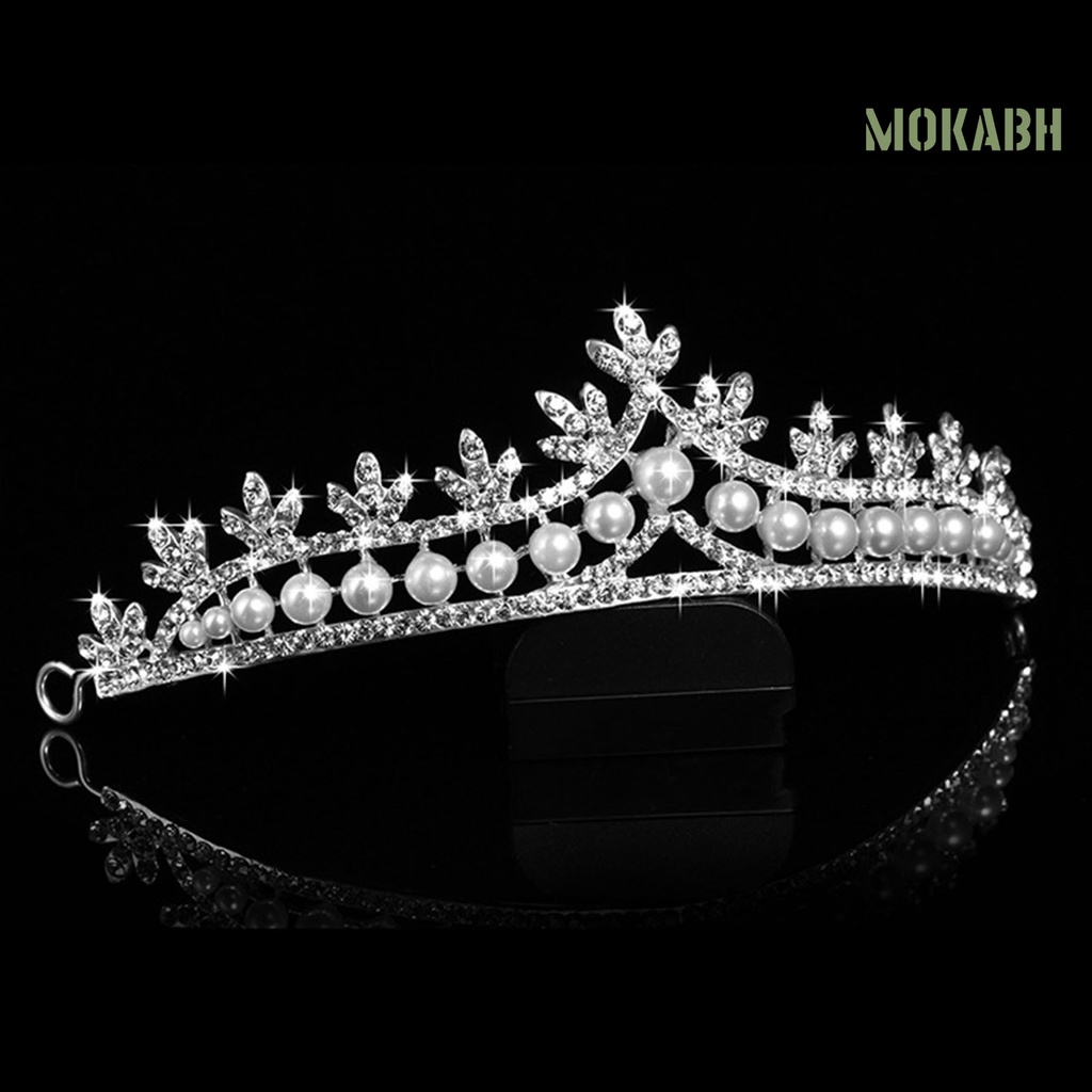 Cài Tóc Hình Vương Miện Đính Đá Và Ngọc Trai Giả Bằng Hợp Kim Thời Trang Cho Nữ