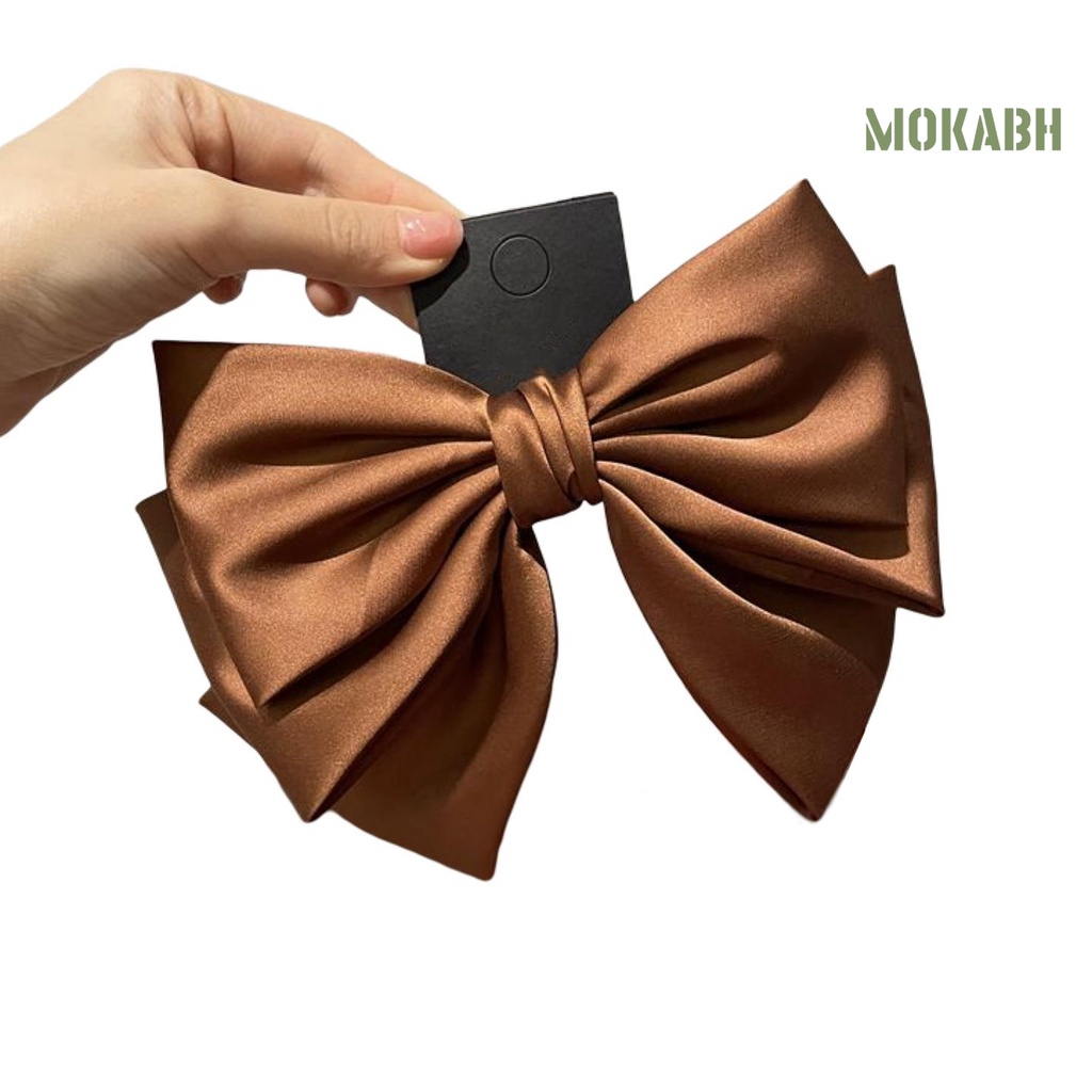 Kẹp Tóc Ba Lớp Hình Nơ Lớn Không Trơn Màu Sắc Thanh Lịch Dành Cho Nữ