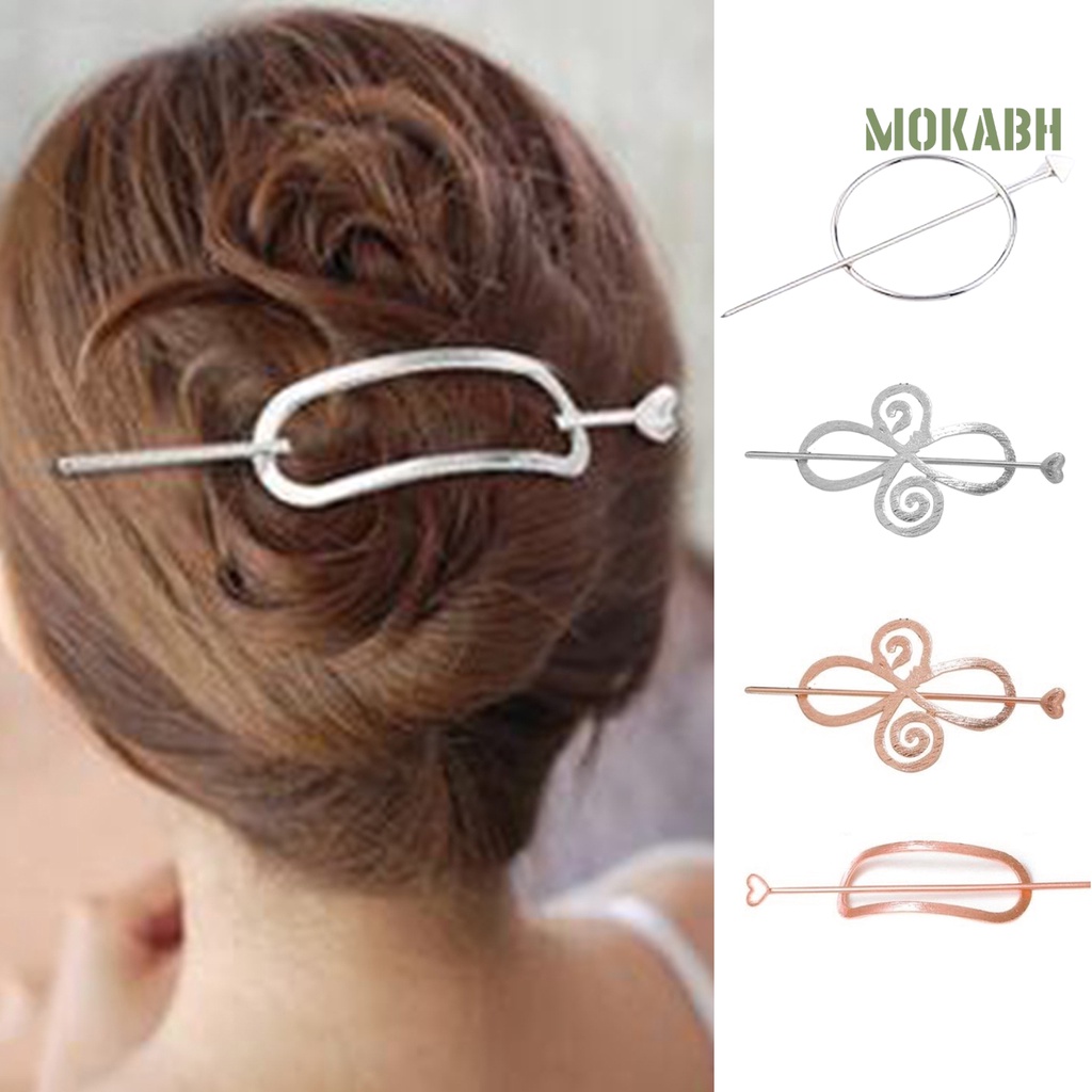 [Mok Abh] Kẹp Tóc Hình Học Thắt Nơ Gọn Nhẹ Dễ Sử Dụng Cho Nữ