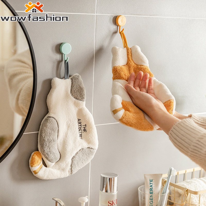 Khăn Lau Tay Mềm Mại Thấm Hút Tốt In Hình Mèo Hoạt Hình