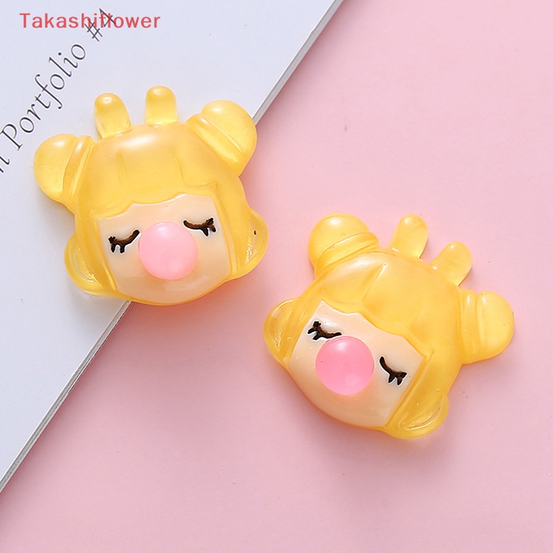 Set 5 Đầu Cô Gái Thổi Bong Bóng Trong Suốt DIY Trang Trí Ốp Điện Thoại