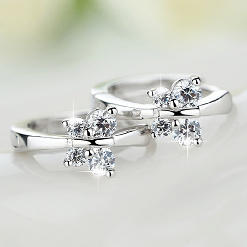 Bông Tai Mạ BạC HìNh BướM ĐíNh Đá ThờI Trang