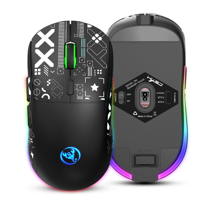 Chuột không dây BTM T90 3 Chế Độ 2 4G- + Bluetooth 3600dpi RGB