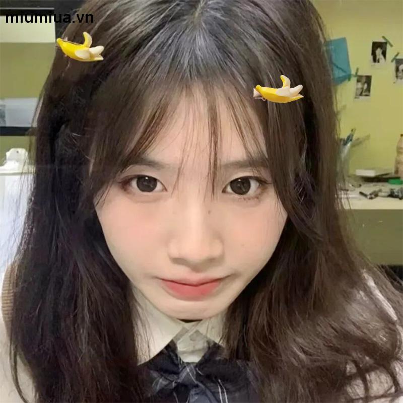 miumiuaKẹp Tóc Hình Quả Chuối Dễ Thương Sáng Tạo Vui Nhộn Cho Bé Gái