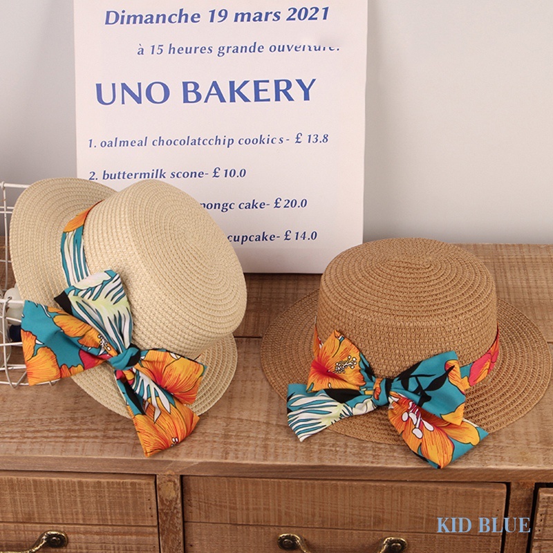 Mũ Cói Chống Nắng Đính Nơ Phong Cách Bohemian Thời Trang Mùa Hè Dành Cho Bé Gái