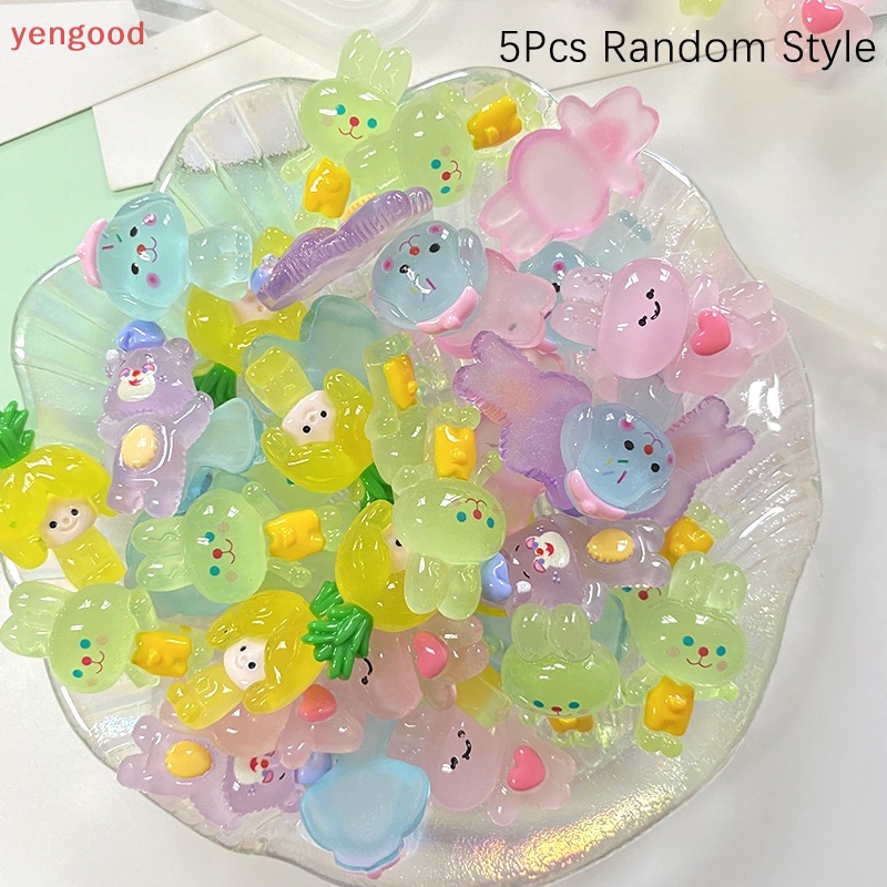 Bộ 5 Tượng Thỏ / Gấu Hoạt Hình Dạ Quang Dễ Thương Trang Trí Nội Thất DIY