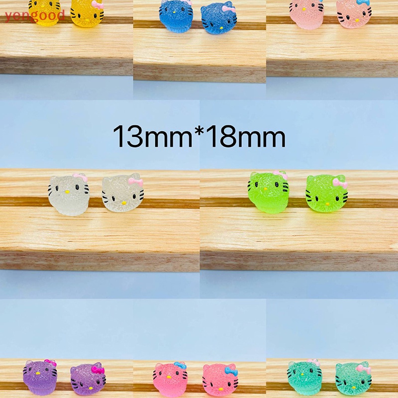 Set 2 Mặt Dây Chuyền Hình Mèo Bằng Resin Dạ Quang DIY Dễ Thương Trang Trí Điện Thoại