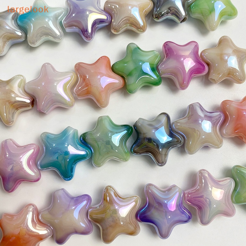 Set 10 Hạt Cườm Acrylic Hình Ngôi Sao Năm Cánh Lấp Lánh Nhiều Màu Sắc Dùng Trang Trí Vòng Tay DIY