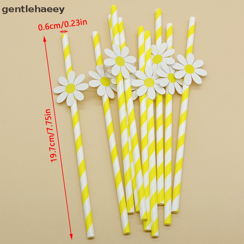 Set 10 Ống Hút Giấy Họa Tiết Hoa Cúc Dùng Một Lần Trang Trí Tiệc Sinh Nhật / Đám Cưới