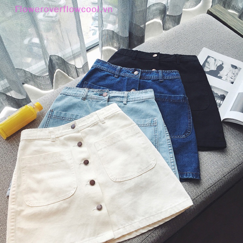 Chân Váy Jeans Chữ A Lưng Cao Thời Trang
