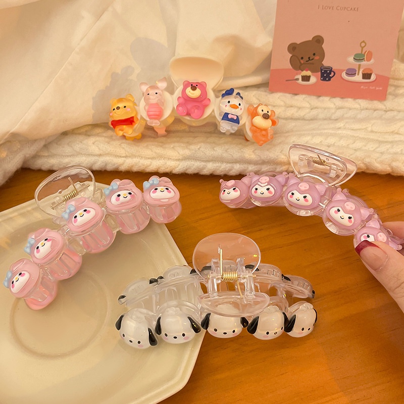 SANRIO Kẹp Tóc Trong Suốt Họa Tiết Hoạt Hình Dễ Thương Cho Nữ
