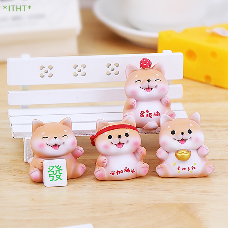 Mô Hình Chú Chó May Mắn Bằng Nhựa Resin Trang Trí Bánh Kem Mới
