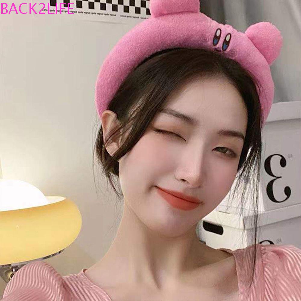 Băng Đô Cài Tóc Rửa Mặt Bằng Xốp Phối Lông Kiểu Retro Kirby Dễ Thương 2Lirby