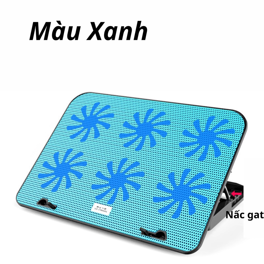 Đế Tản Nhiệt Laptop quạt máy tính từ 14 inch đến 17 inch mạnh êm đế nâng 45 độ có 4 nấc tùy chỉnh bảo hành 12 tháng