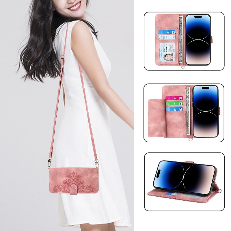 Cho iphone 15 pro max 15 pro 15 plus 14 pro max 13 Giá Đỡ Bao Da Điện Thoại Nắp Gập Dạng Ví Có Ngăn Đựng Thẻ Và Dây Đeo Chéo