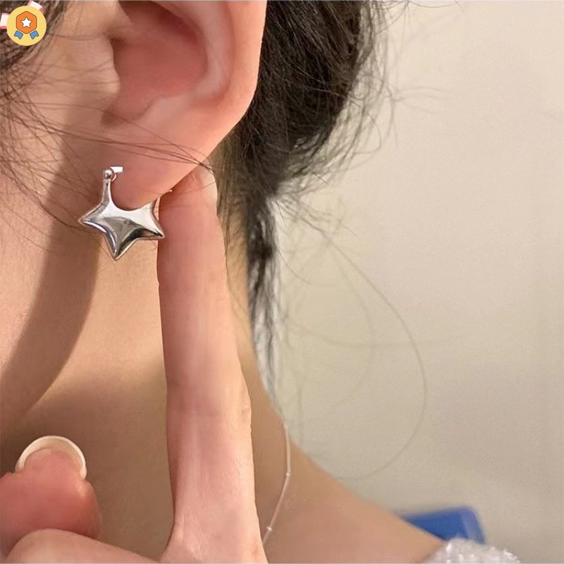 Khuyên Tai Kim Loại Hình Ngôi Sao Năm Cánh May Mắn Phong Cách Hàn Quốc